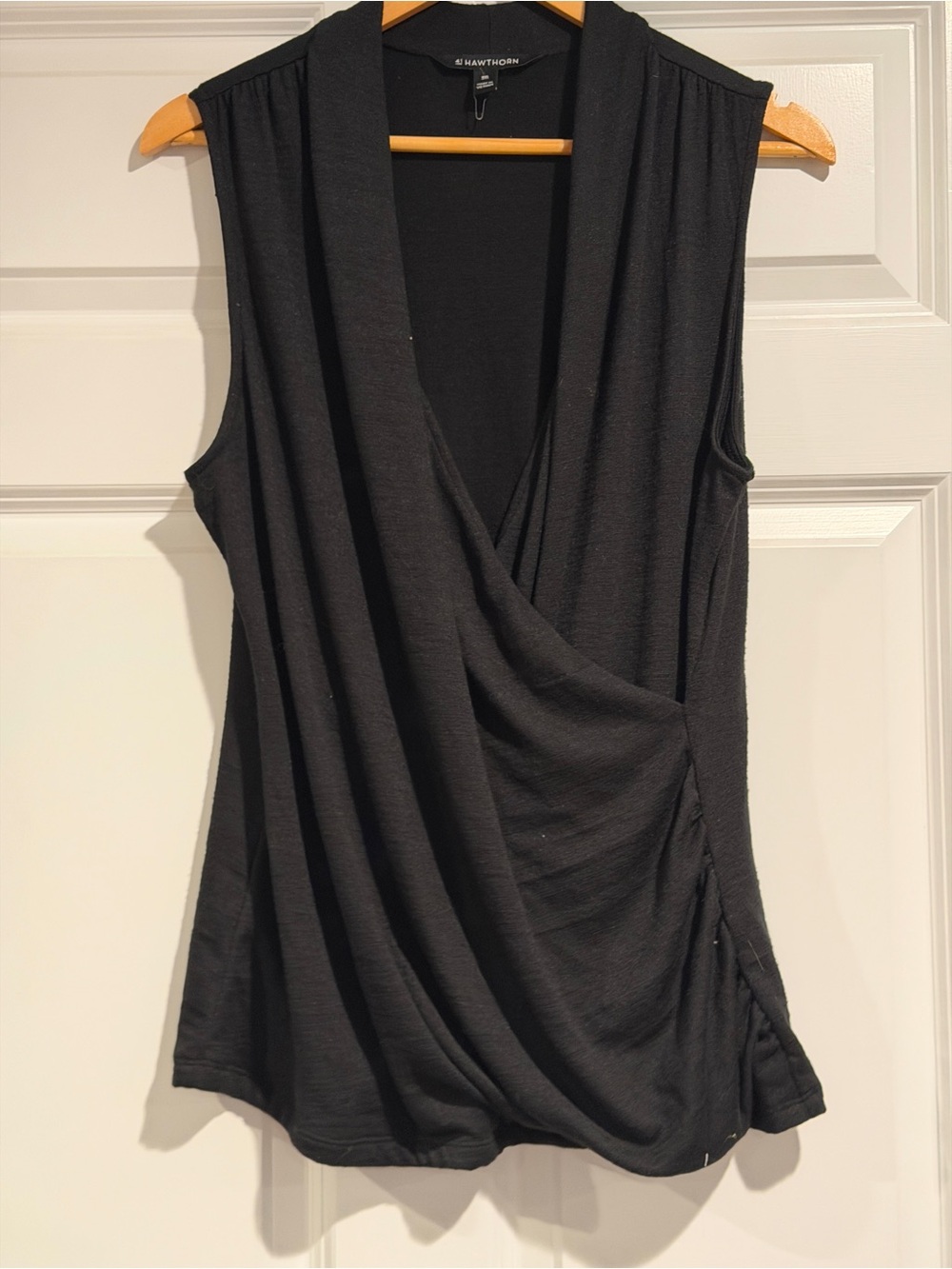 41 Hawthorn Black Sleeveless Draped Crossover Top